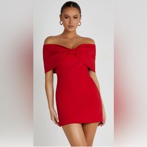 Meshki Red Off-Shoulder Dress
